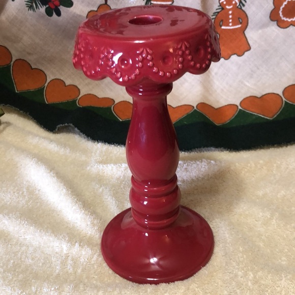 Signature Housewares Red Victorian Candle Stick 8.5”x4.5” - Picture 2 of 6